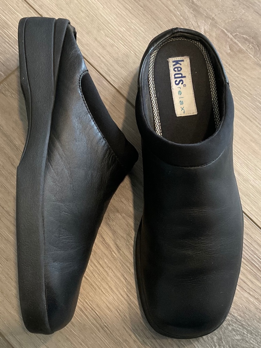 KEDS Black Leather Mules Size 9
